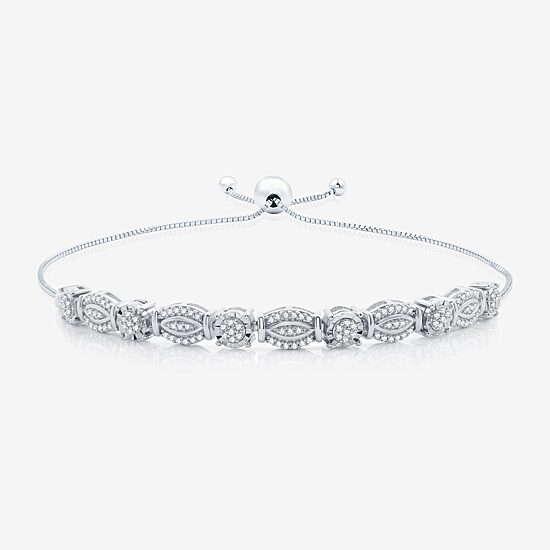 (G-H / Si2-Si3) Womens 1/2 CT. T.W. Lab Grown White Diamond Sterling Silver Bolo Bracelet