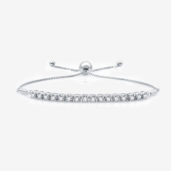 Womens 1/2 CT. T.W. Lab Grown White Diamond Sterling Silver Bolo Bracelet