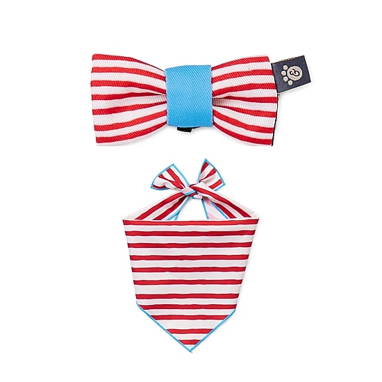 Paw & Tail Striped Dog Bowtie & Bandana Set