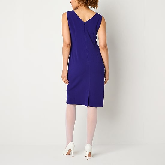 Maya Brooke Womens Pearl Trim Grid Jacket Dress
