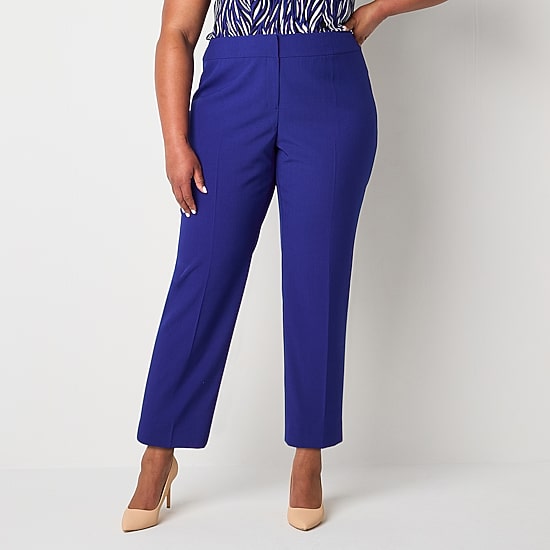 Black Label by Evan-Picone Womens Plus Classic Fit Straight Suit Pant