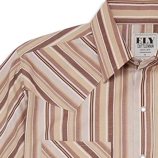 Ely Cattleman Textured Stripe Mens Long Sleeve Western Shirt