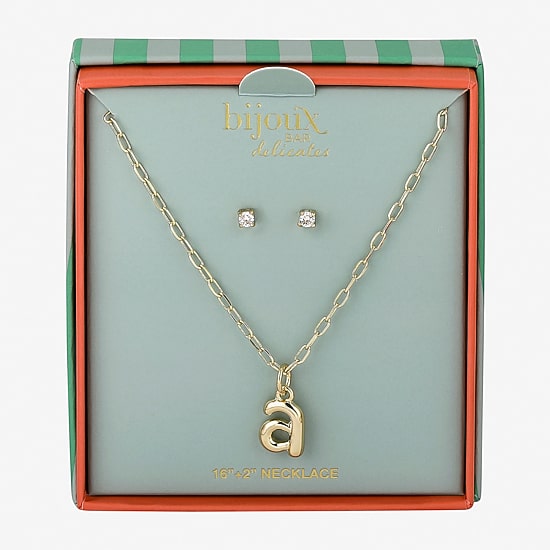 Bijoux Bar Delicates Gold Tone  Initial Womens 2-pc. Jewelry Set