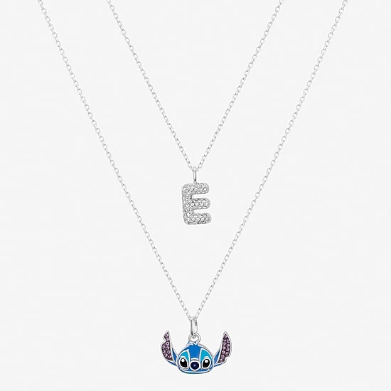 Initial Womens Crystal Pure Silver Over Brass 2-pc. Necklace Set