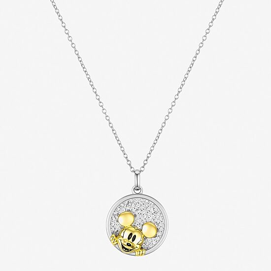 Disney Classics Womens Crystal 10K Gold Over Brass Pure Silver Over Brass 16 Inch Pendant Necklace