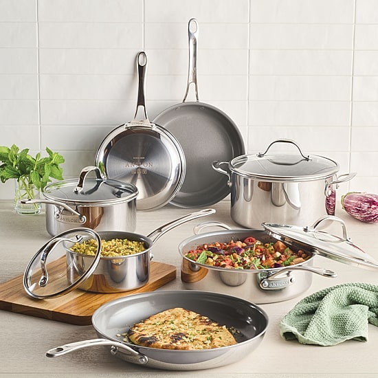 Anolon Everlast Stainless Steel Ceramic 11-pc. Cookware Set