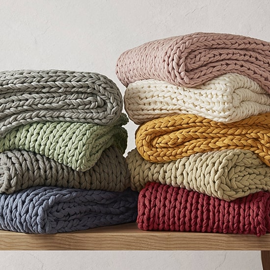 Madison Park Handmade Chunk Double Knit Plush Lightweight Throw