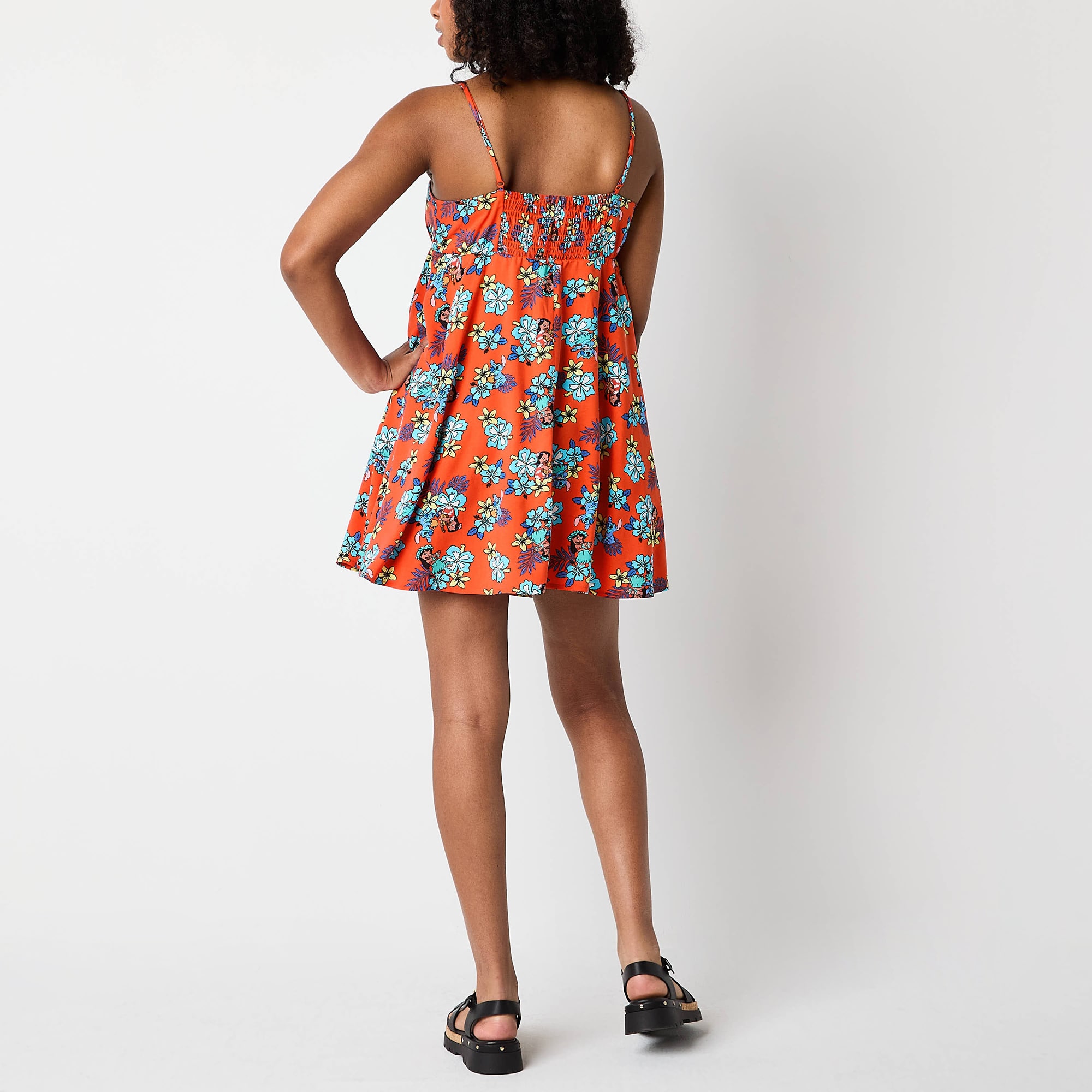 Lilo And Stitch The Movie Aloha Womens Juniors Sweetheart Neck Sleeveless A-Line Dress