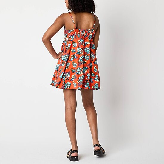 Lilo And Stitch The Movie Aloha Womens Juniors Sweetheart Neck Sleeveless A-Line Dress