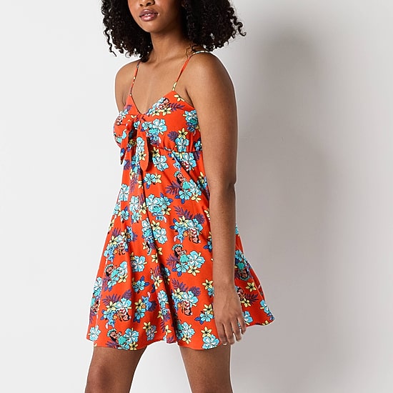 Lilo And Stitch The Movie Aloha Womens Juniors Sweetheart Neck Sleeveless A-Line Dress
