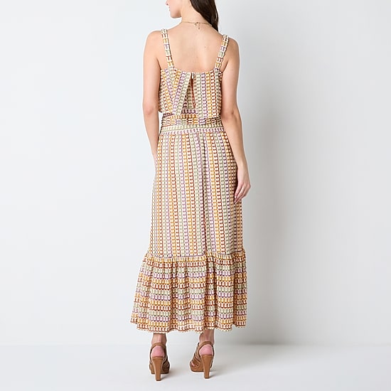 Melonie T Womens Square Neck Sleeveless Maxi Dress