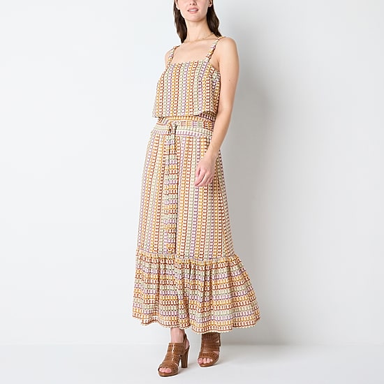 Melonie T Womens Square Neck Sleeveless Maxi Dress