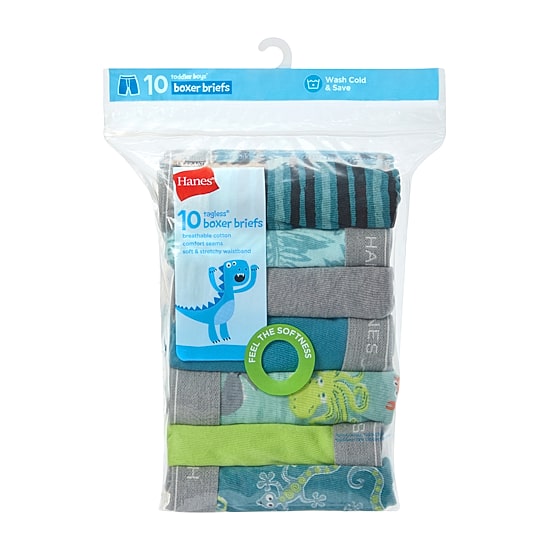 Hanes Toddler Boys 10 Pack Boxer Briefs Tub74p
