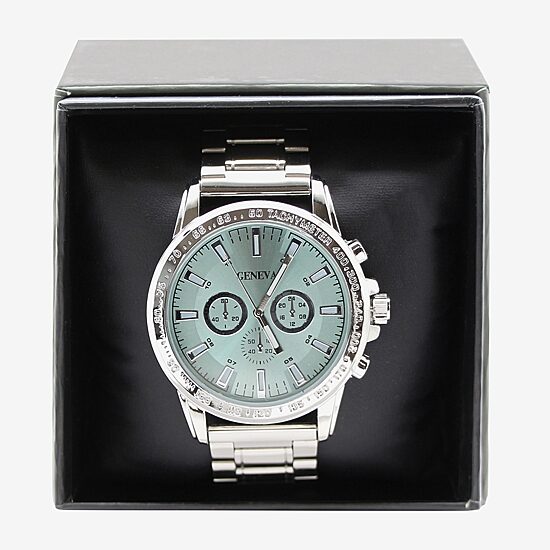 Geneva Mens Silver Tone Bracelet Watch Mac8181jc