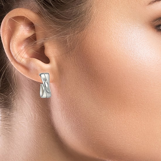 Womens Sterling Silver Hoop Earrings