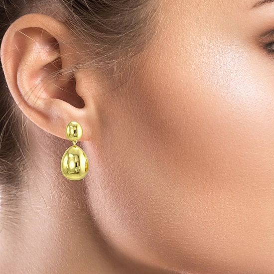 Silver Addiction Womens 14K Gold Over Silver Drop Earrings