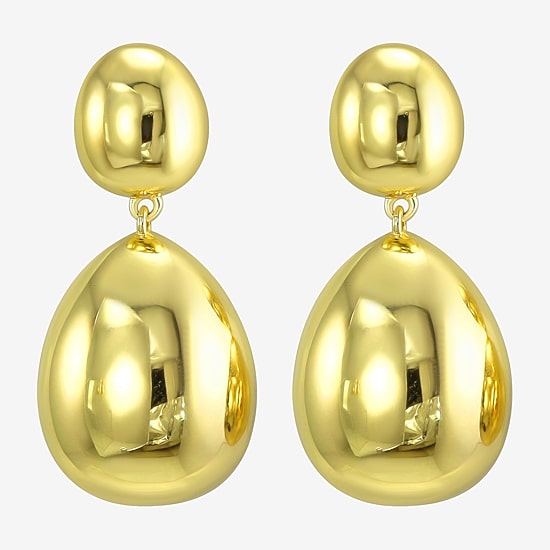 Silver Addiction Womens 14K Gold Over Silver Drop Earrings