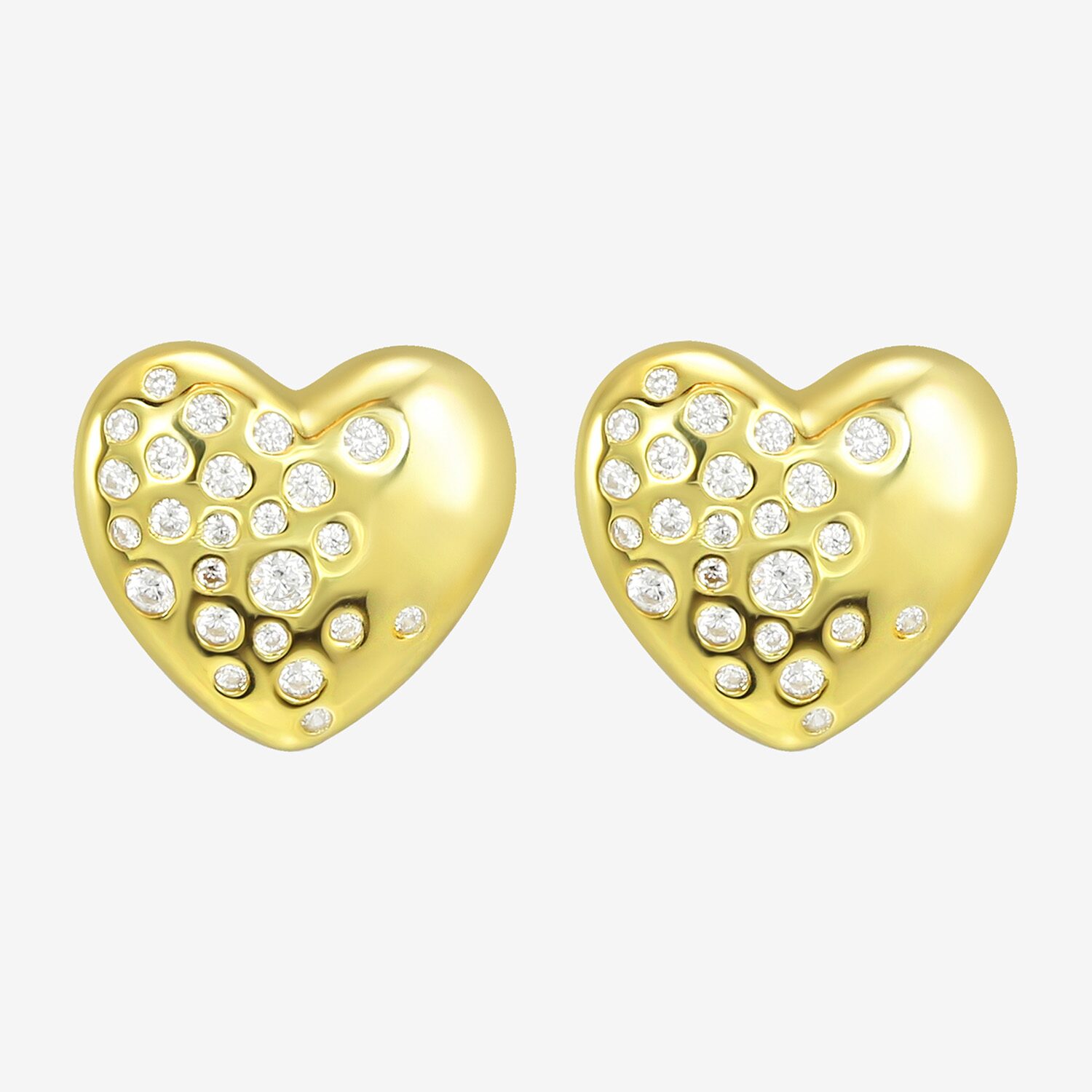 White Cubic Zirconia 14K Gold Over Silver 10.7mm Stud Earrings