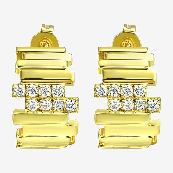 Silver Addiction White Cubic Zirconia 14K Gold Over Silver 15.4mm Stud Earrings