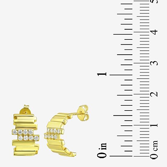 Silver Addiction White Cubic Zirconia 14K Gold Over Silver 15.4mm Stud Earrings