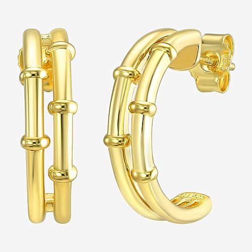 Silver Addiction 14K Gold Over Silver 17.8mm Stud Earrings, One Size, Yellow
