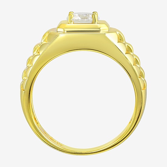 Mens White Cubic Zirconia 14K Gold Over Silver Fashion Ring