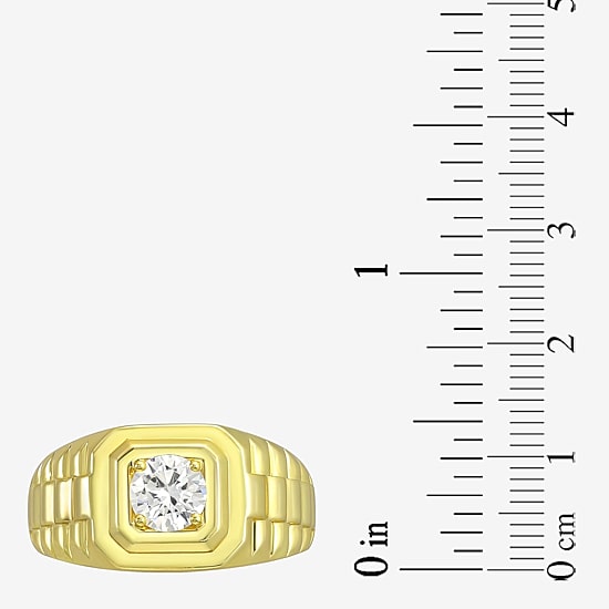 Mens White Cubic Zirconia 14K Gold Over Silver Fashion Ring