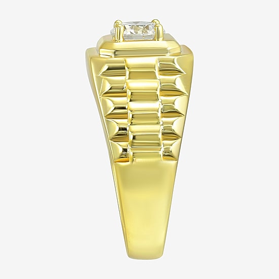 Mens White Cubic Zirconia 14K Gold Over Silver Fashion Ring