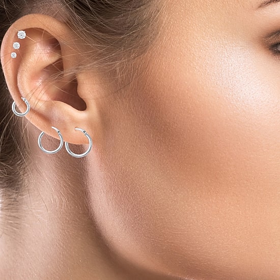 Womens Sterling Silver Round 6 Pair Earring Set