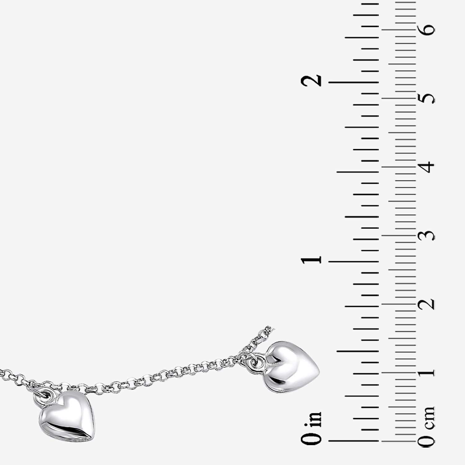 Womens Sterling Silver Heart Charm Bracelet
