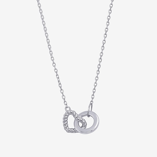 Womens Sterling Silver Heart 18 Inch Pendant Necklace
