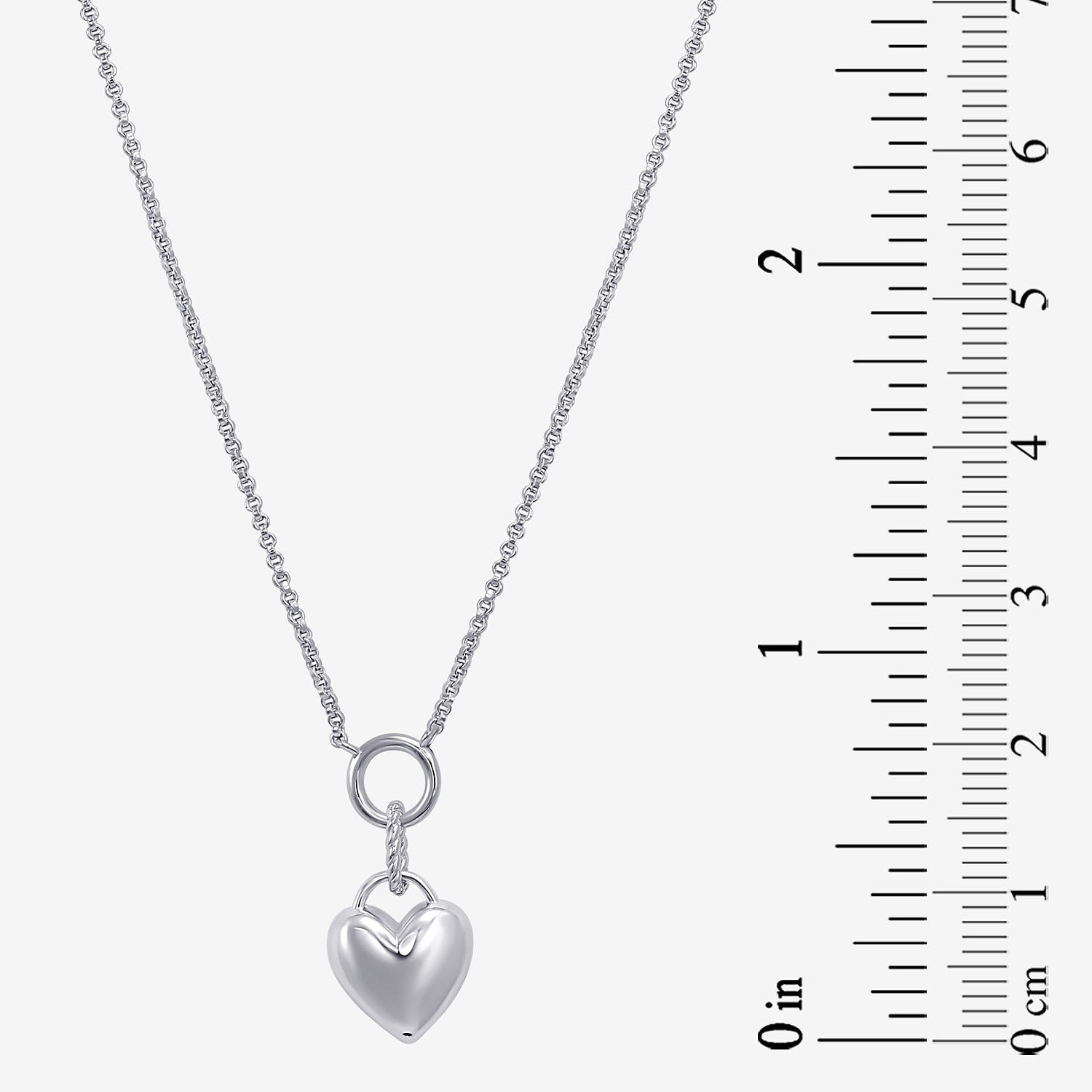 Womens Sterling Silver Heart 18 Inch Pendant Necklace