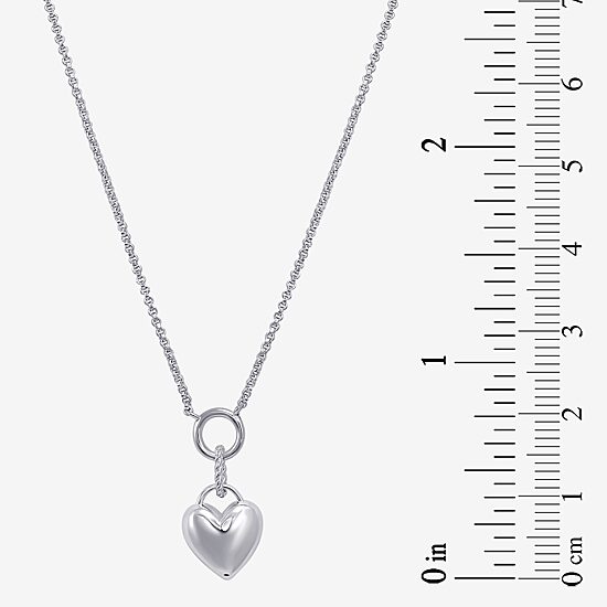 Womens Sterling Silver Heart 18 Inch Pendant Necklace