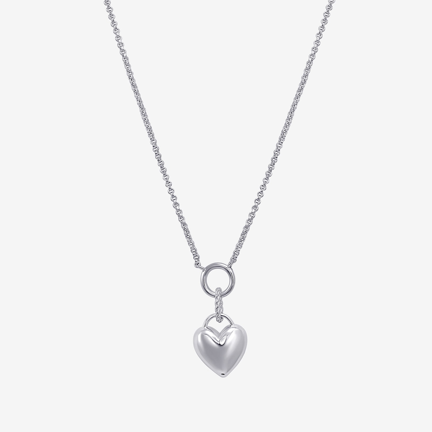 Womens Sterling Silver Heart 18 Inch Pendant Necklace
