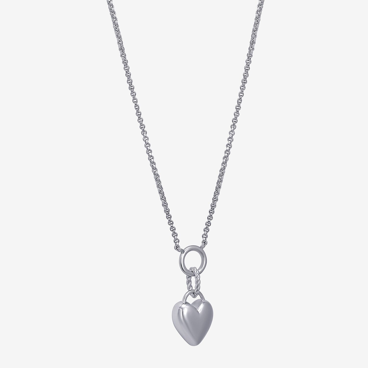 Womens Sterling Silver Heart 18 Inch Pendant Necklace