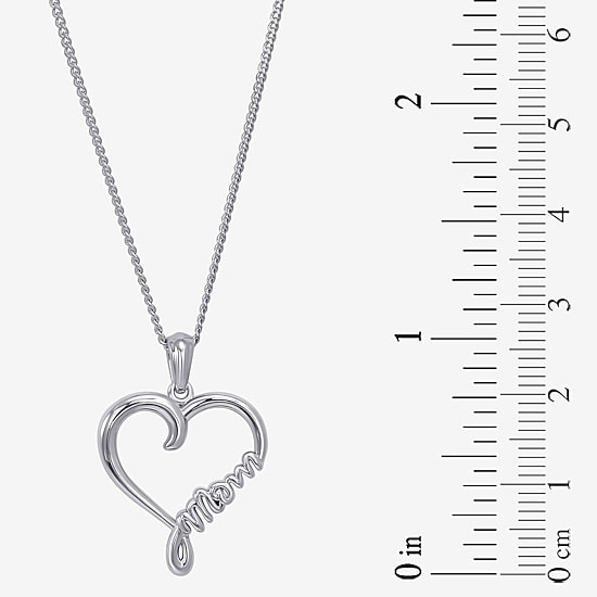 Womens Sterling Silver Heart 18 Inch Pendant Necklace