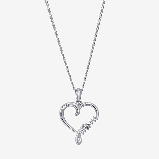 Womens Sterling Silver Heart 18 Inch Pendant Necklace