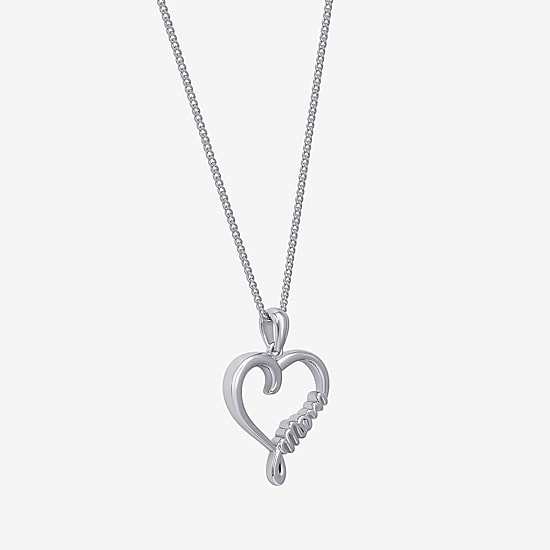 Womens Sterling Silver Heart 18 Inch Pendant Necklace