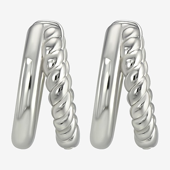 Womens Sterling Silver 12.2mm Hoop Earrings