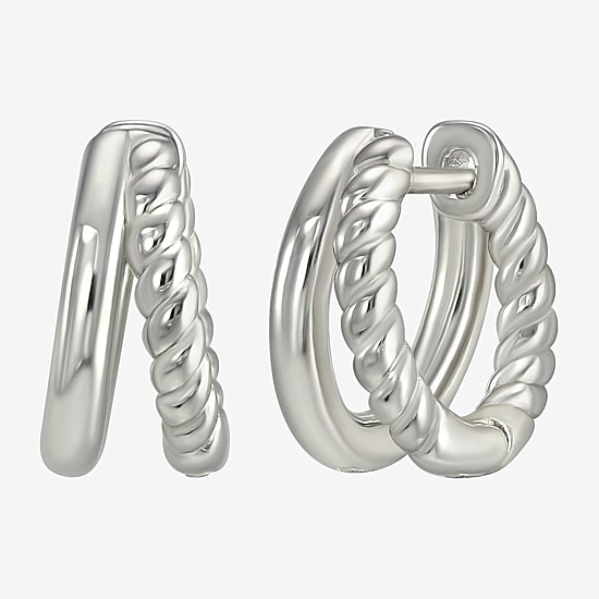 Womens Sterling Silver 12.2mm Hoop Earrings