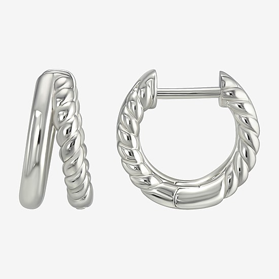 Womens Sterling Silver 12.2mm Hoop Earrings