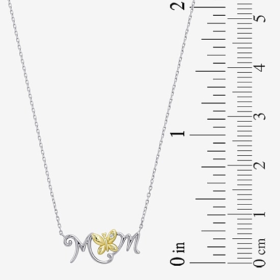 Womens White Cubic Zirconia Sterling Silver Butterfly 18 Inch Pendant Necklace