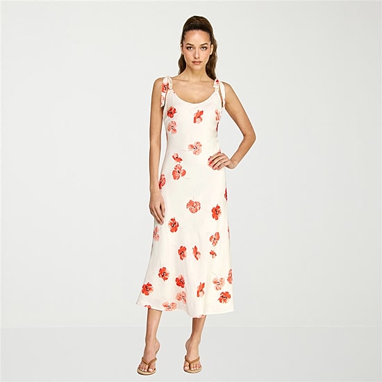 belle vie Womens Sleeveless Floral Midi Slip Dress