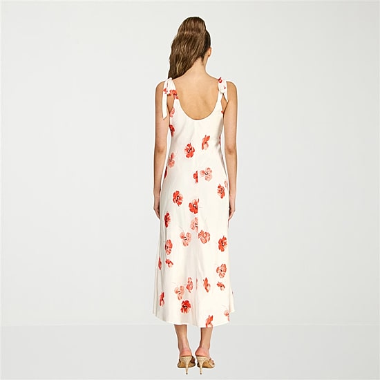 belle vie Womens Sleeveless Floral Midi Slip Dress