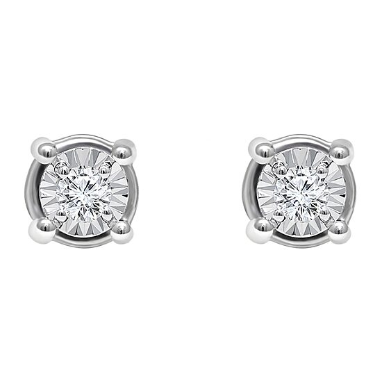 Tru Miracle 1/3 CT. T.W. Natural White Diamond Sterling Silver Round Stud Earrings