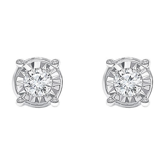 Tru Miracle 3/4 CT. T.W. Natural White Diamond Sterling Silver Round Stud Earrings