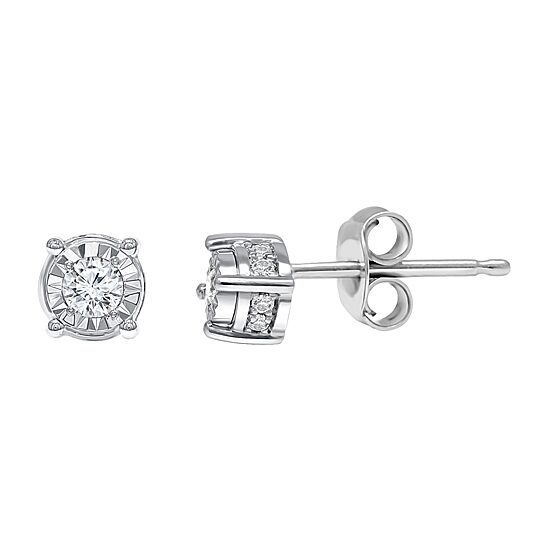 Tru Miracle 3/4 CT. T.W. Natural White Diamond Sterling Silver Round Stud Earrings