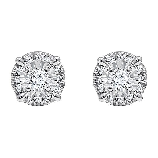 1/2 CT. T.W. Mined White Diamond 10K White Gold Round Stud Earrings