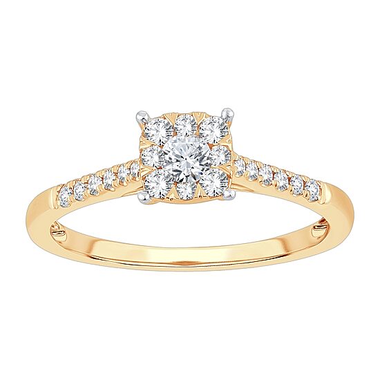 Womens 1/3 CT. T.W. Natural White Diamond 10K Gold Cushion Engagement Ring