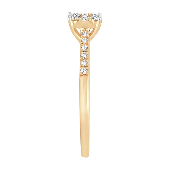 Womens 1/3 CT. T.W. Natural White Diamond 10K Gold Cushion Engagement Ring